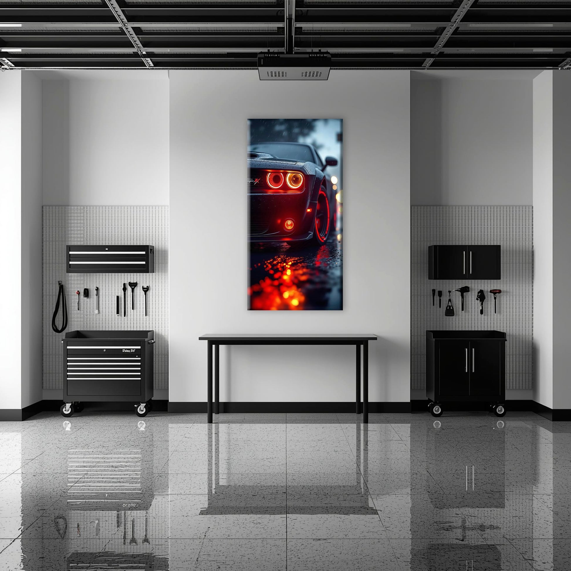 Dodge Challenger R/T Red Rain Wall Art – Muscle Car Canvas Print Cars