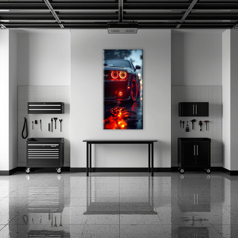 Dodge Challenger R/T Red Rain Wall Art – Muscle Car Canvas Print Cars
