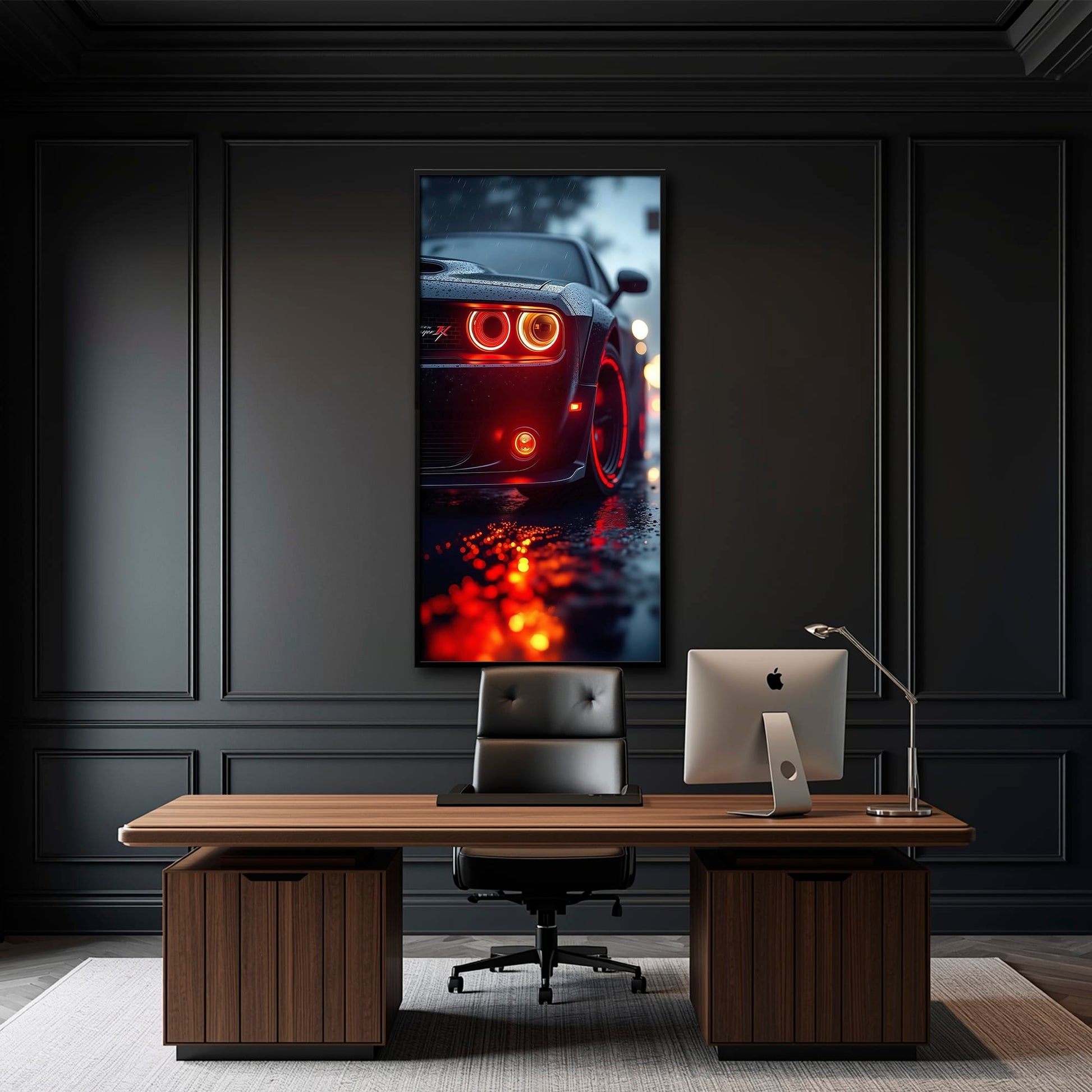 Dodge Challenger R/T Red Rain Wall Art – Muscle Car Canvas Print Cars