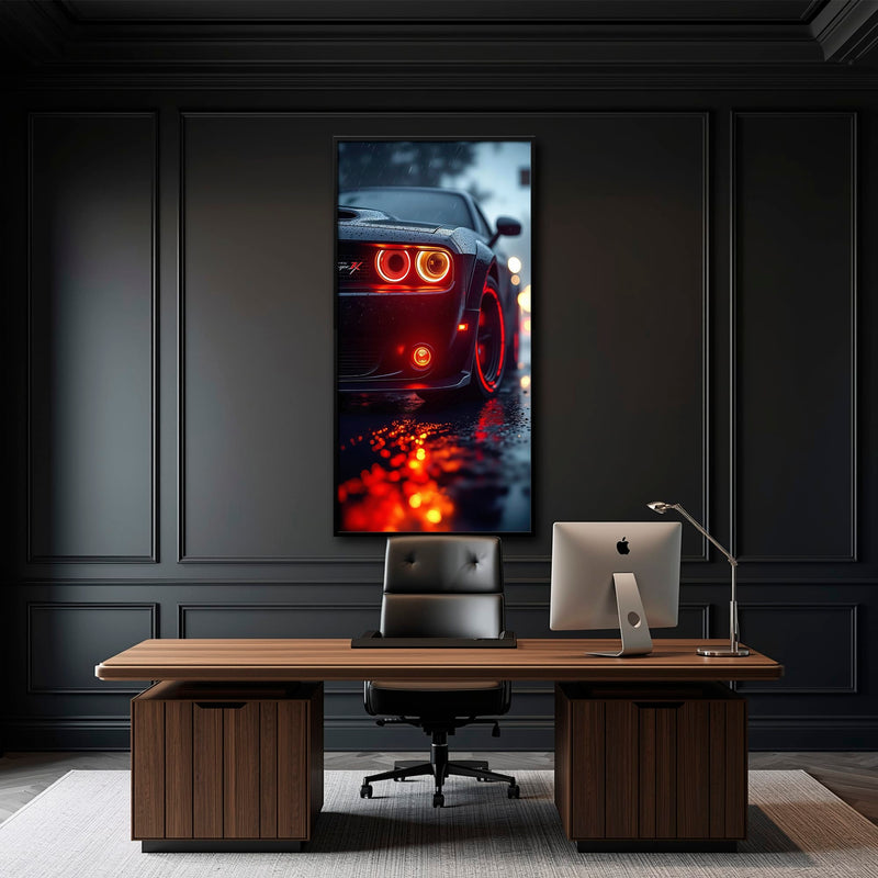 Dodge Challenger R/T Red Rain Wall Art – Muscle Car Canvas Print Cars