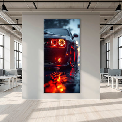 Dodge Challenger R/T Red Rain Wall Art – Muscle Car Canvas Print Cars