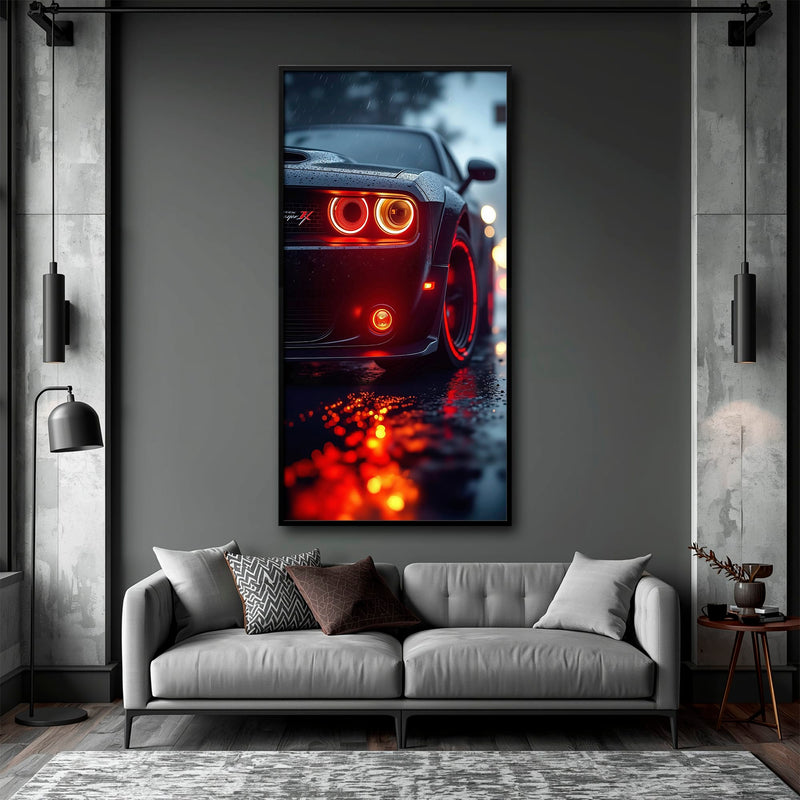 Dodge Challenger R/T Red Rain Wall Art – Muscle Car Canvas Print Cars