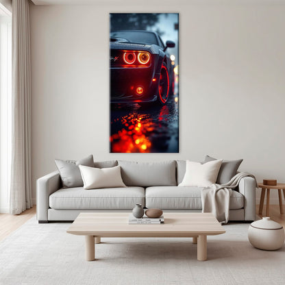 Dodge Challenger R/T Red Rain Wall Art – Muscle Car Canvas Print Cars