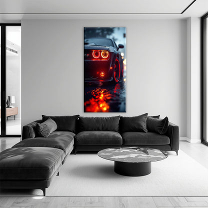 Dodge Challenger R/T Red Rain Wall Art – Muscle Car Canvas Print Cars