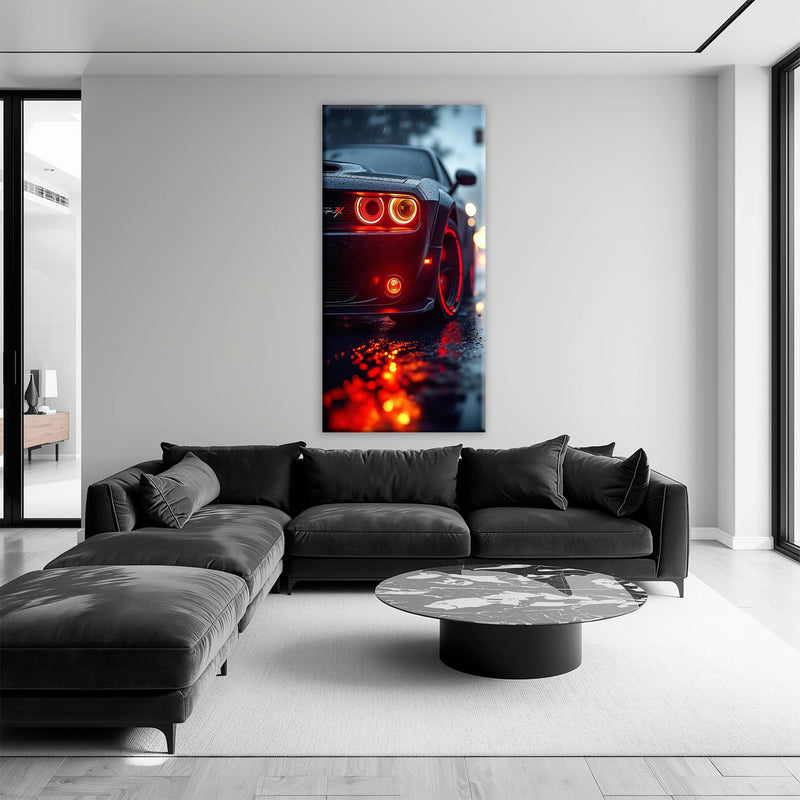 Dodge Challenger R/T Red Rain Wall Art – Muscle Car Canvas Print Cars