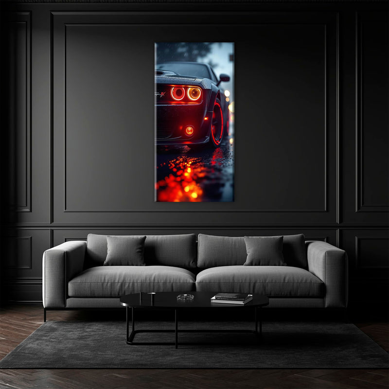 Dodge Challenger R/T Red Rain Wall Art – Muscle Car Canvas Print Cars