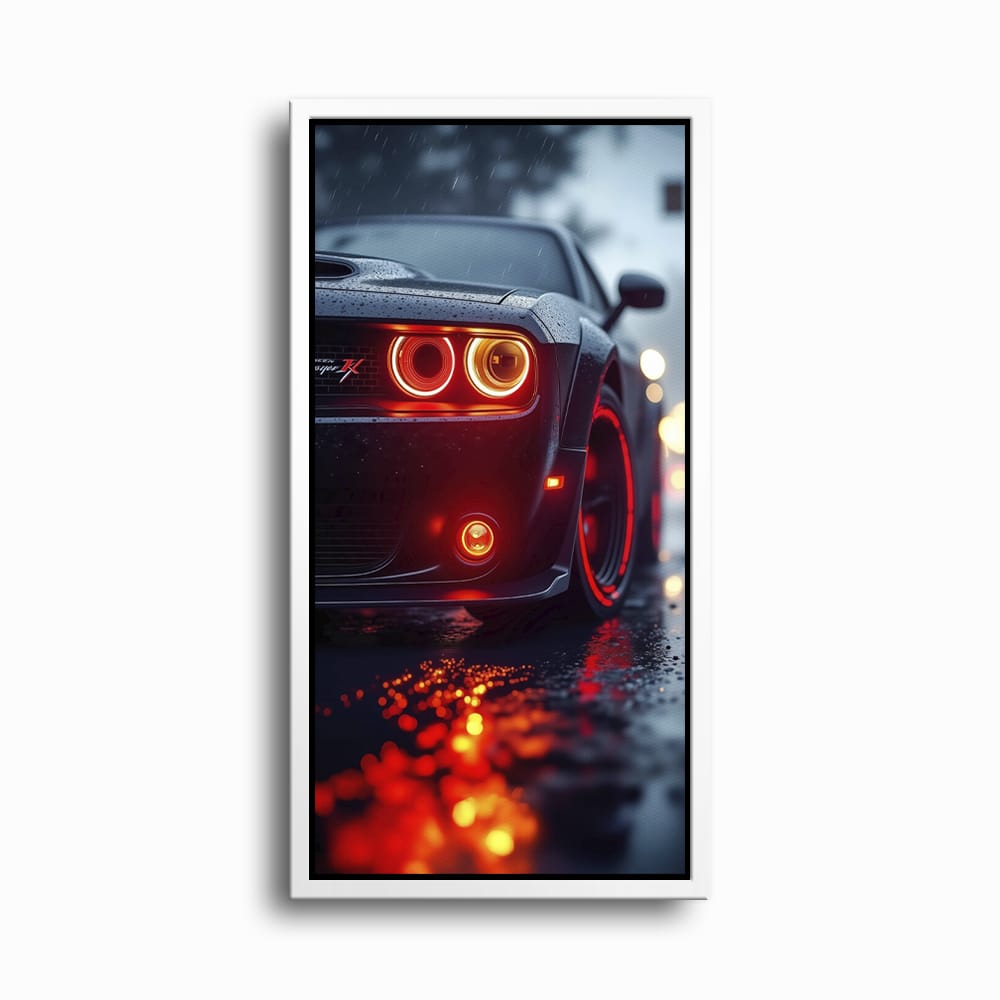 Dodge Challenger R/T Red Rain Wall Art – Muscle Car Canvas Print Cars