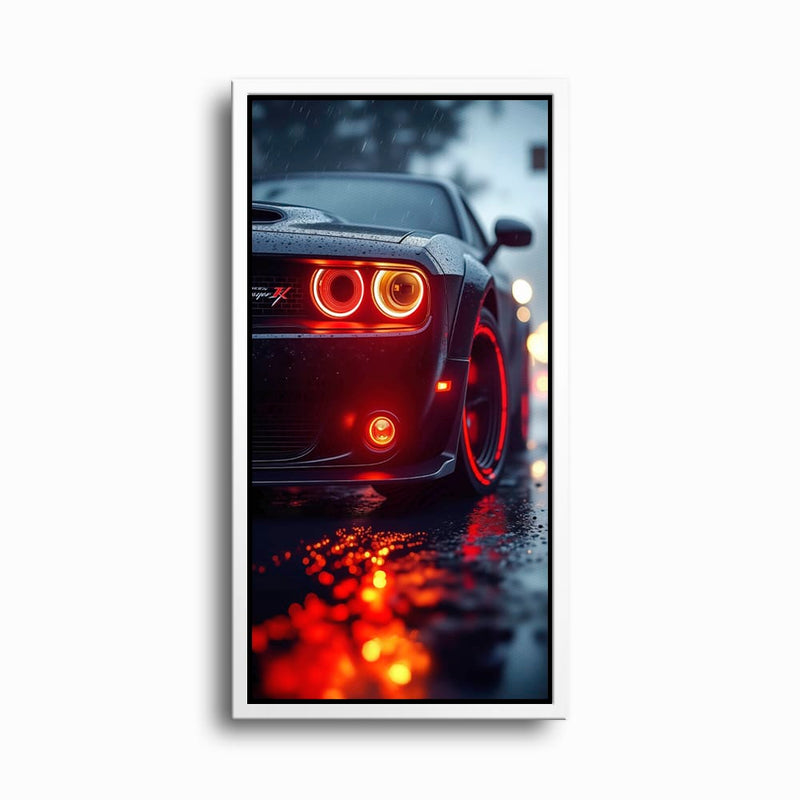 Dodge Challenger R/T Red Rain Wall Art – Muscle Car Canvas Print Cars
