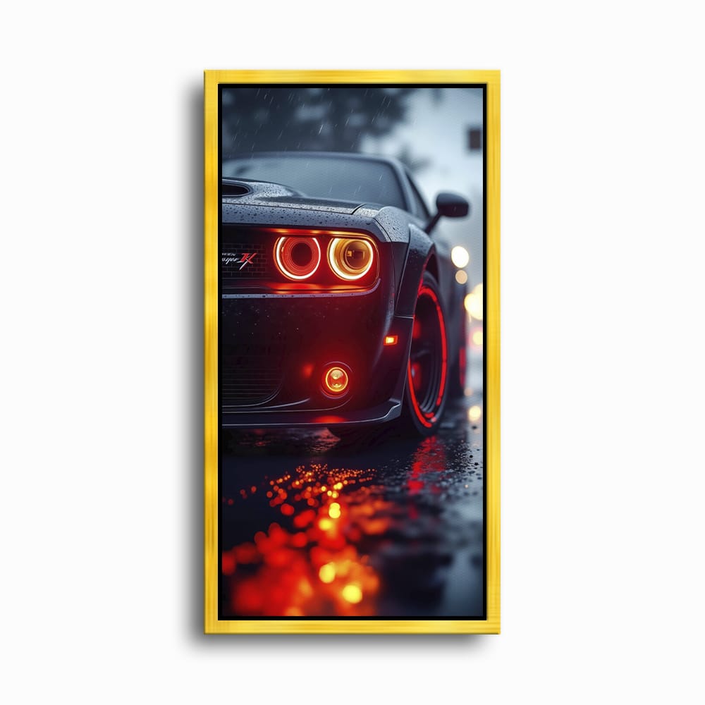 Dodge Challenger R/T Red Rain Wall Art – Muscle Car Canvas Print Cars