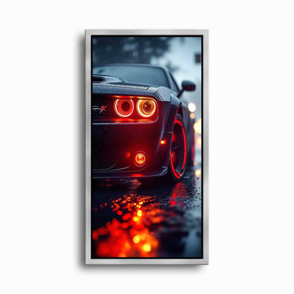 Dodge Challenger R/T Red Rain Wall Art – Muscle Car Canvas Print Cars