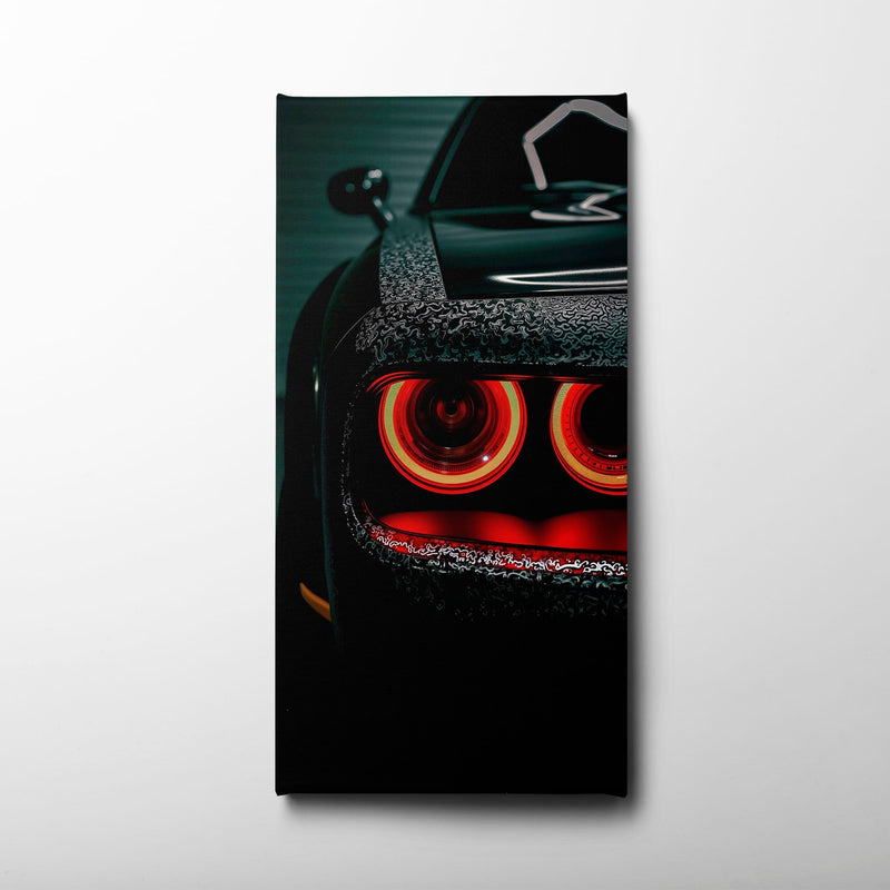 Dodge Challenger Red Halo Wall Art – Dark Muscle Car Canvas Print Cars