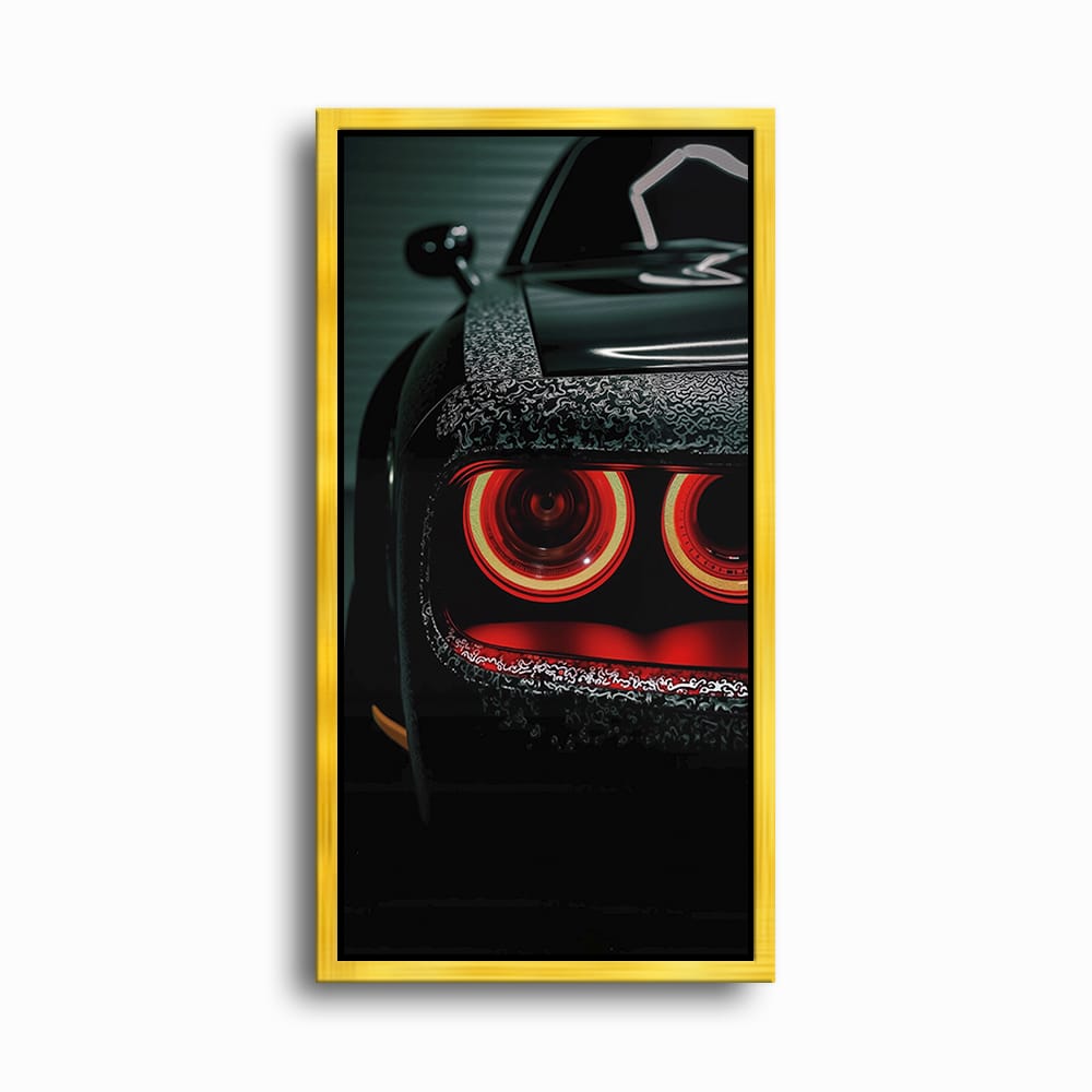 Dodge Challenger Red Halo Wall Art – Dark Muscle Car Canvas Print Cars