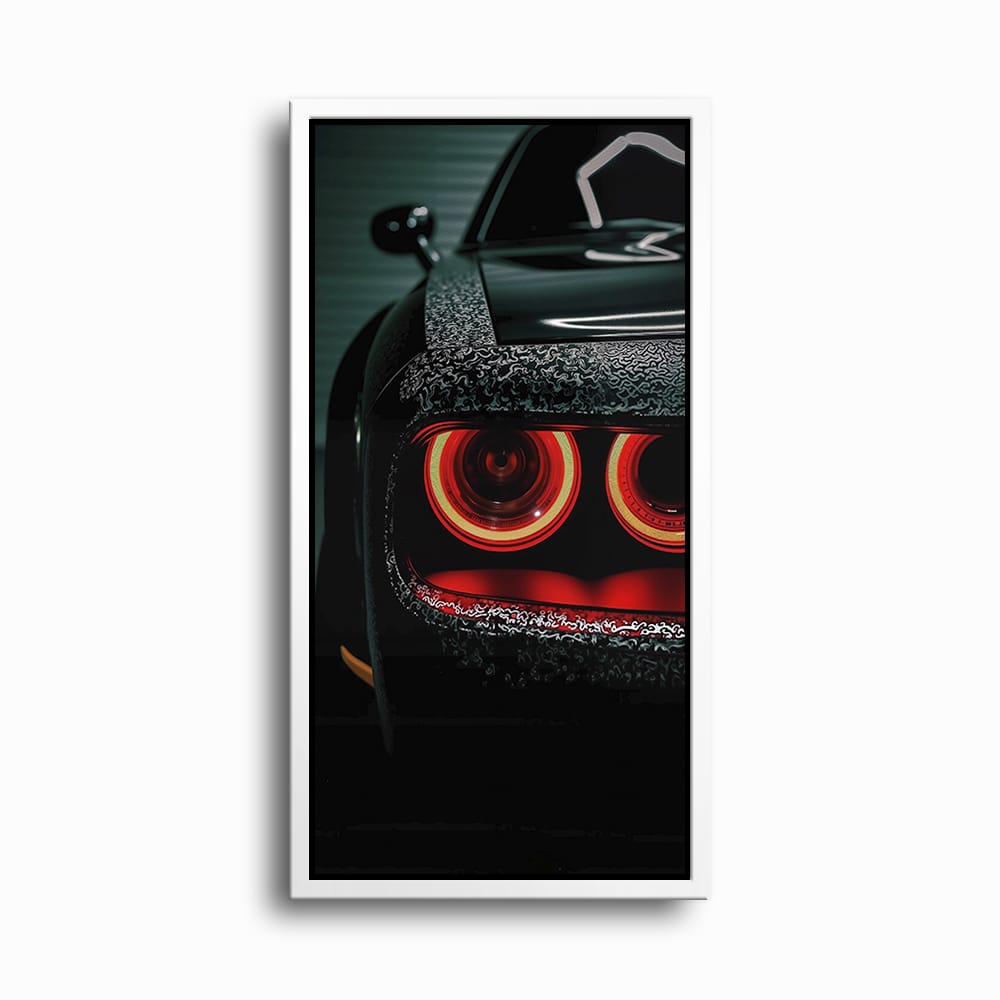 Dodge Challenger Red Halo Wall Art – Dark Muscle Car Canvas Print Cars
