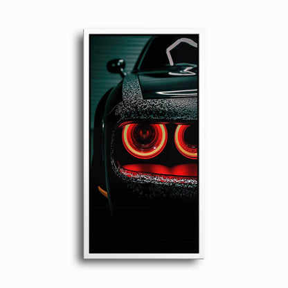 Dodge Challenger Red Halo Wall Art – Dark Muscle Car Canvas Print Cars
