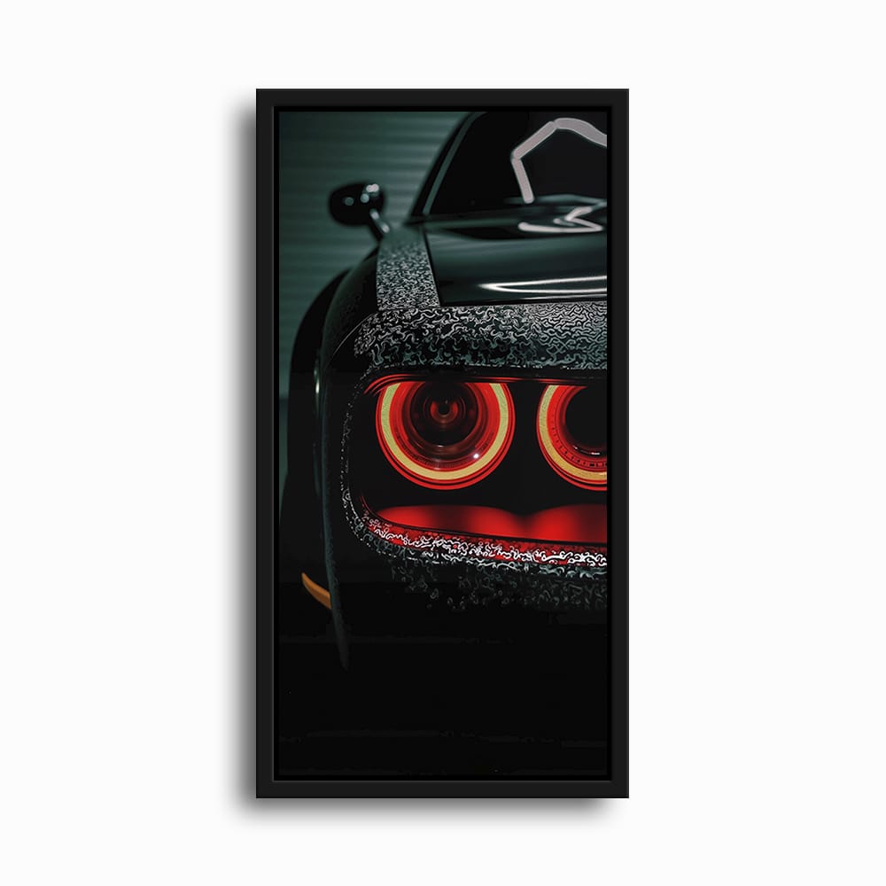 Dodge Challenger Red Halo Wall Art – Dark Muscle Car Canvas Print Cars