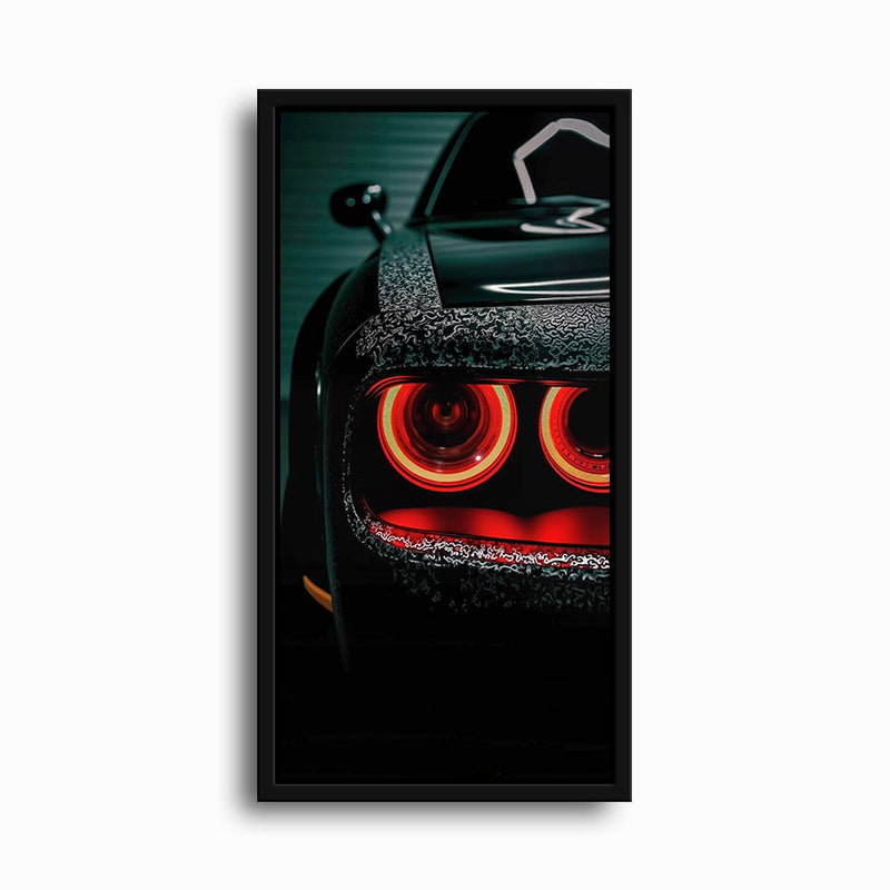 Dodge Challenger Red Halo Wall Art – Dark Muscle Car Canvas Print Cars
