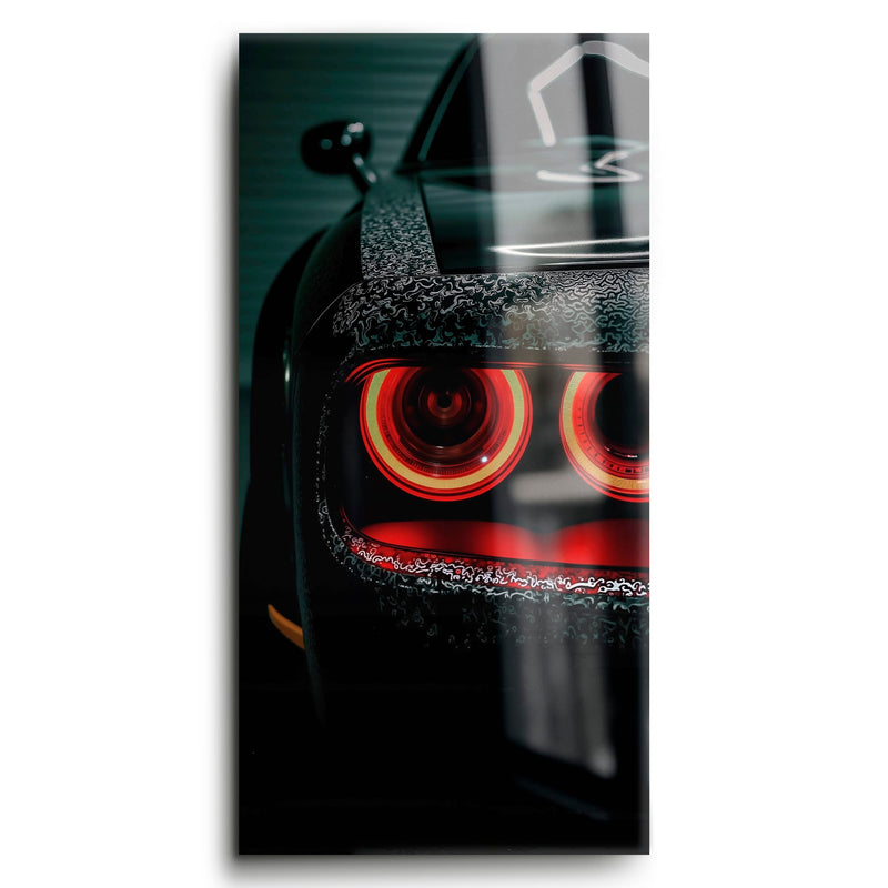Dodge Challenger Red Halo Wall Art – Dark Muscle Car Canvas Print Cars