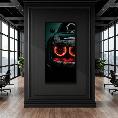 Dodge Challenger Red Halo Wall Art – Dark Muscle Car Canvas Print Cars