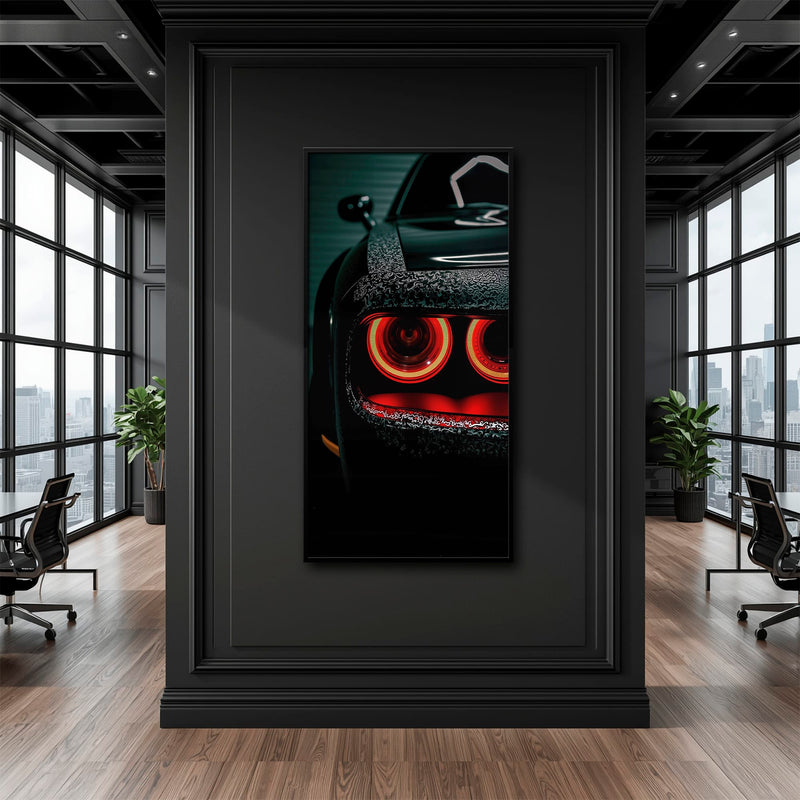 Dodge Challenger Red Halo Wall Art – Dark Muscle Car Canvas Print Cars