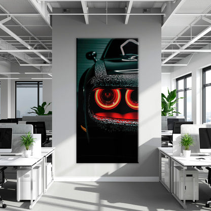 Dodge Challenger Red Halo Wall Art – Dark Muscle Car Canvas Print Cars