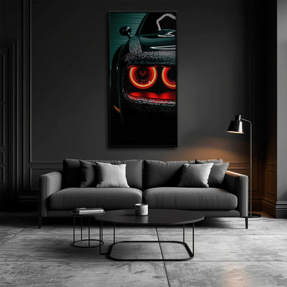 Dodge Challenger Red Halo Wall Art – Dark Muscle Car Canvas Print Cars
