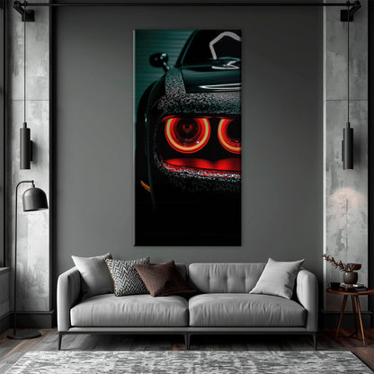 Dodge Challenger Red Halo Wall Art – Dark Muscle Car Canvas Print Cars