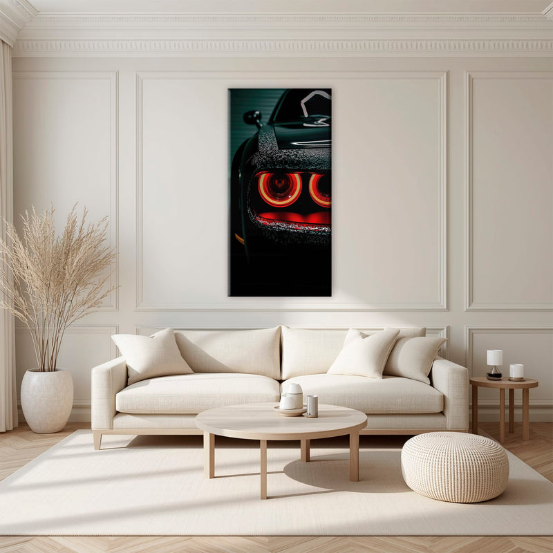 Dodge Challenger Red Halo Wall Art – Dark Muscle Car Canvas Print Cars