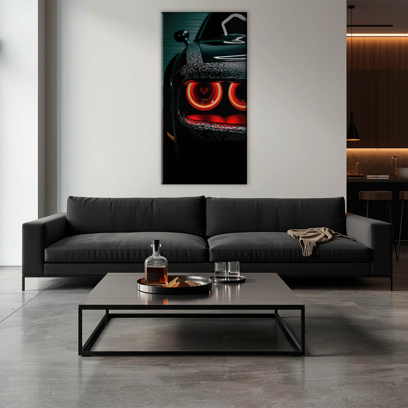 Dodge Challenger Red Halo Wall Art – Dark Muscle Car Canvas Print Cars