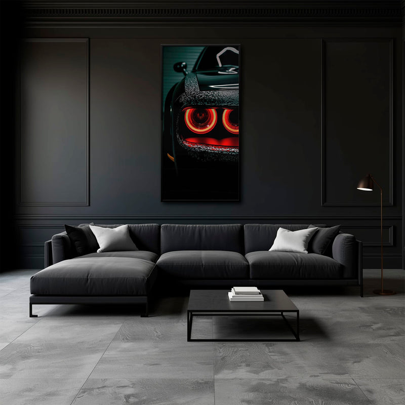 Dodge Challenger Red Halo Wall Art – Dark Muscle Car Canvas Print Cars
