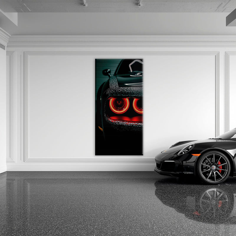 Dodge Challenger Red Halo Wall Art – Dark Muscle Car Canvas Print Cars