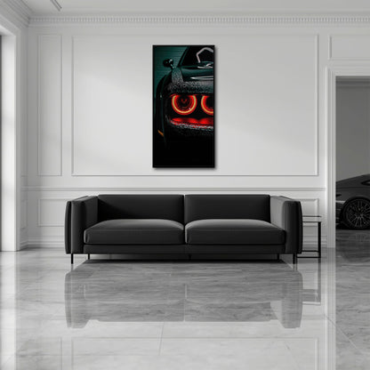 Dodge Challenger Red Halo Wall Art – Dark Muscle Car Canvas Print Cars