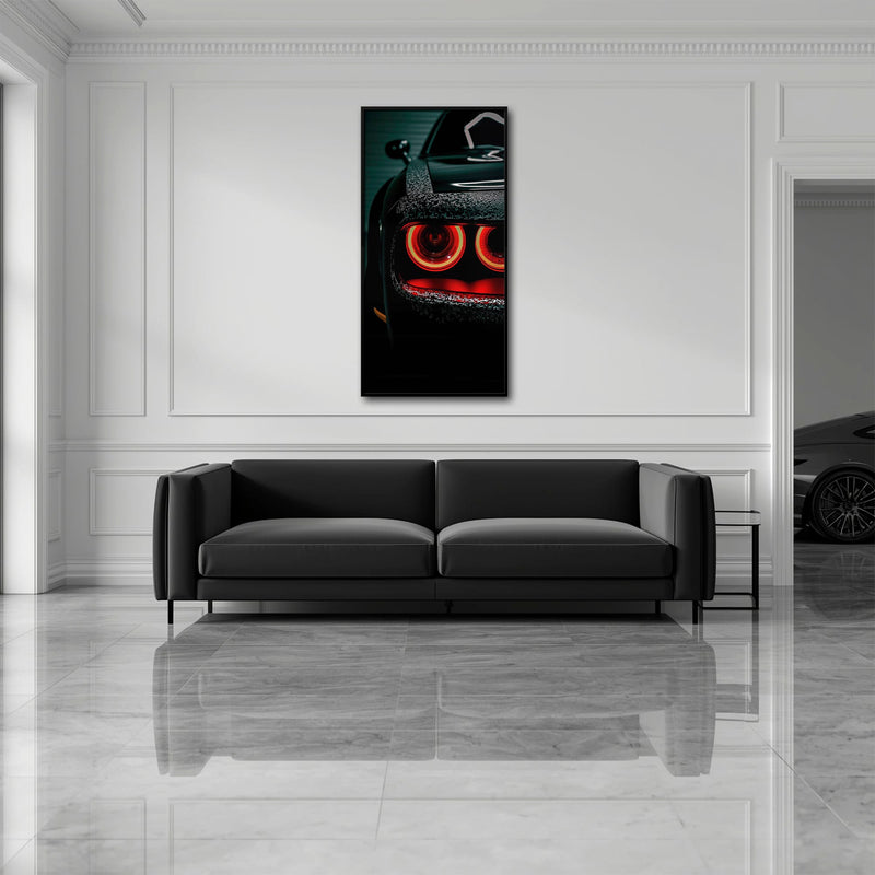 Dodge Challenger Red Halo Wall Art – Dark Muscle Car Canvas Print Cars