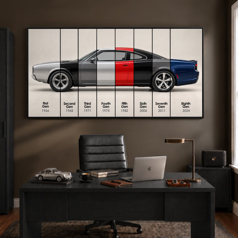 Dodge Charger Evolution Wall Art | Muscle Car Print | Caveson Cars