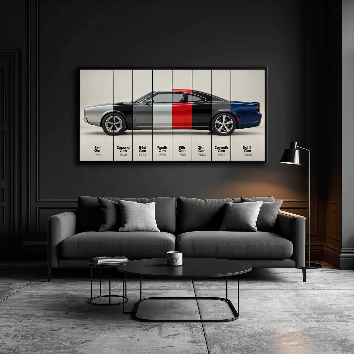Dodge Charger Evolution Wall Art | Muscle Car Print | Caveson Cars