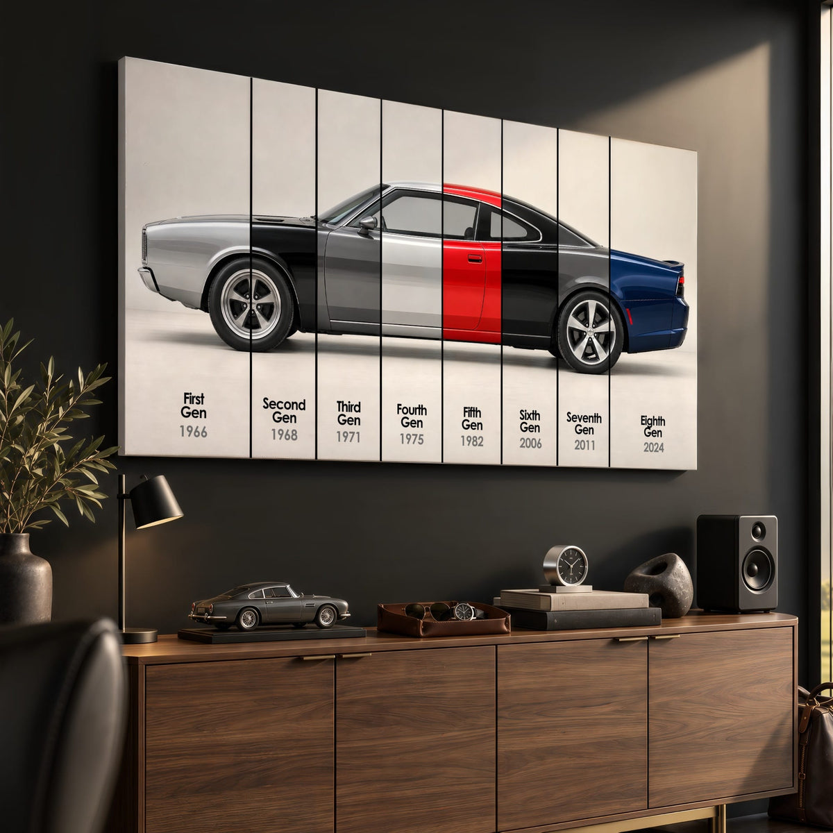 Dodge Charger Evolution Wall Art | Muscle Car Print | Caveson Cars