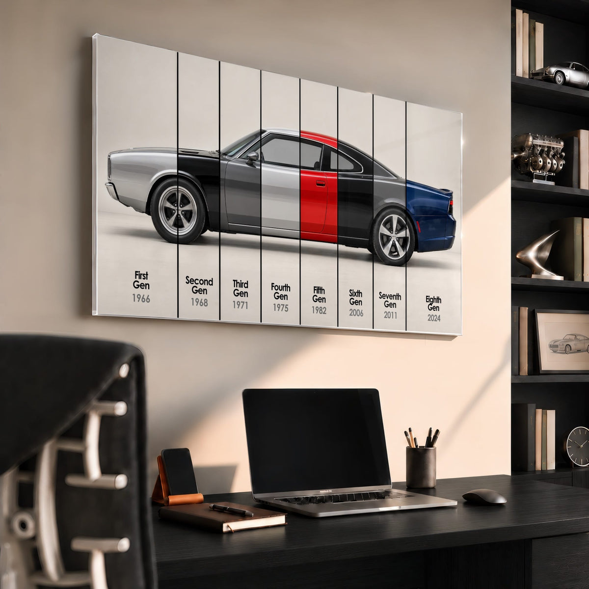 Dodge Charger Evolution Wall Art | Muscle Car Print | Caveson Cars