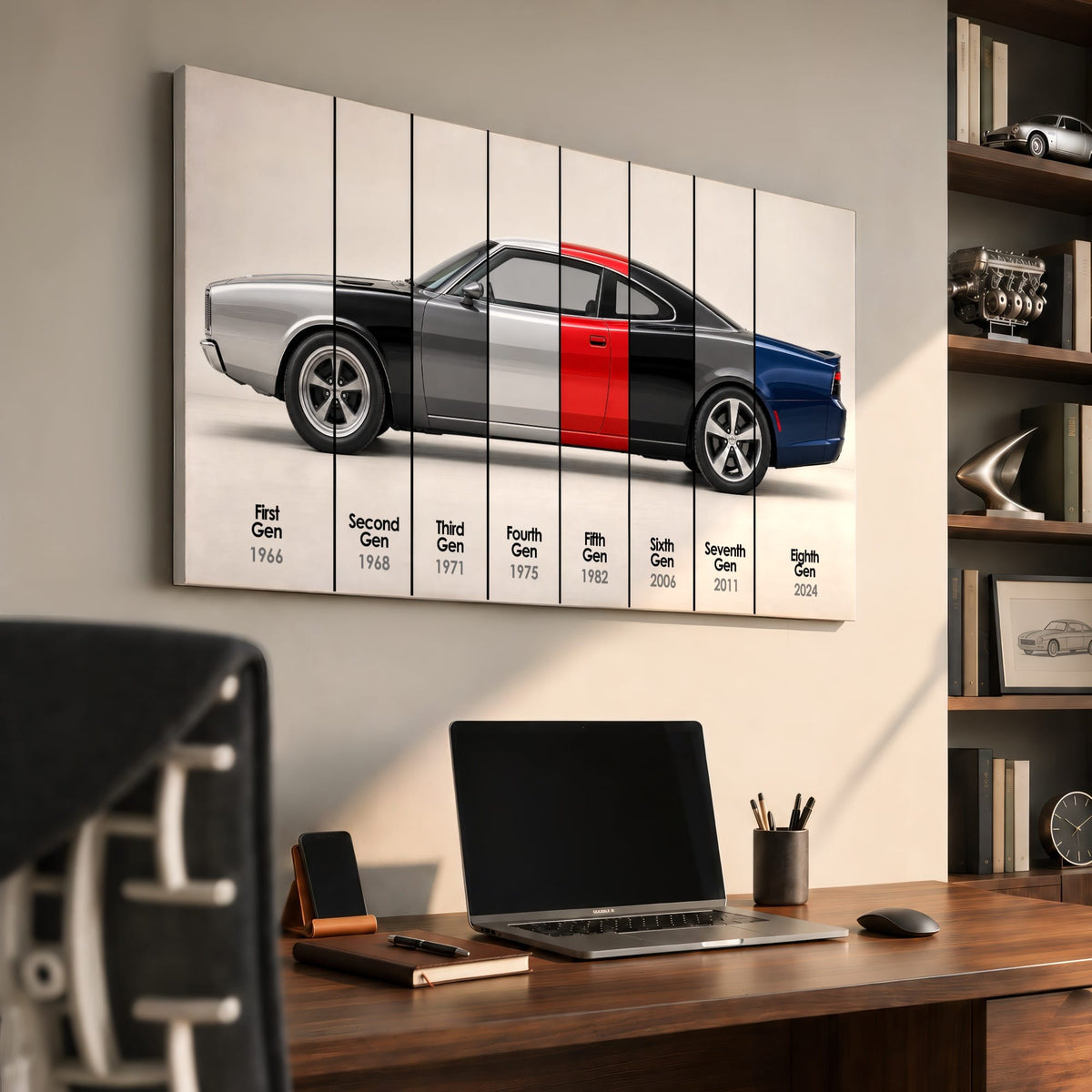 Dodge Charger Evolution Wall Art | Muscle Car Print | Caveson Cars