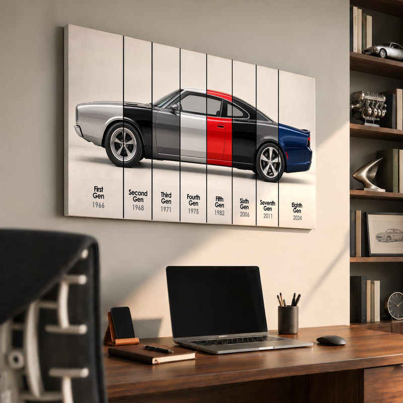 Dodge Charger Evolution Wall Art | Muscle Car Print | Caveson Cars