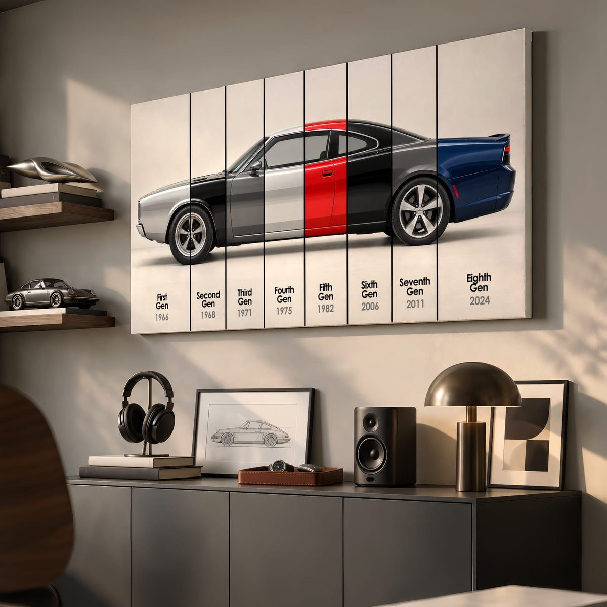 Dodge Charger Evolution Wall Art | Muscle Car Print | Caveson Cars