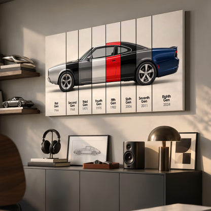 Dodge Charger Evolution Wall Art | Muscle Car Print | Caveson Cars