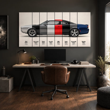 Dodge Charger Evolution Wall Art | Muscle Car Print | Caveson Cars