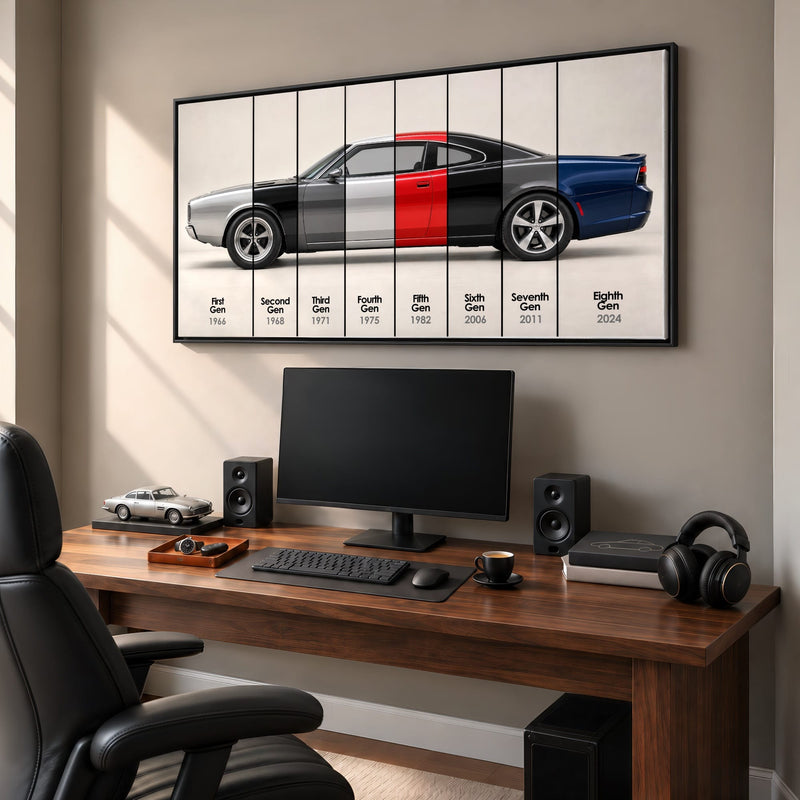 Dodge Charger Evolution Wall Art | Muscle Car Print | Caveson Cars