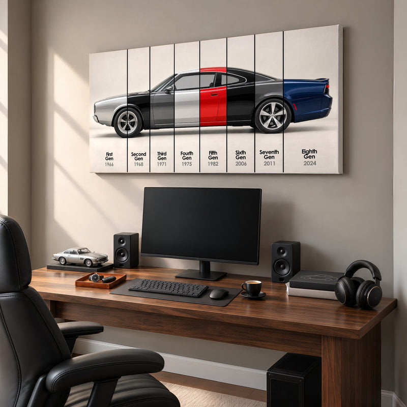 Dodge Charger Evolution Wall Art | Muscle Car Print | Caveson Cars