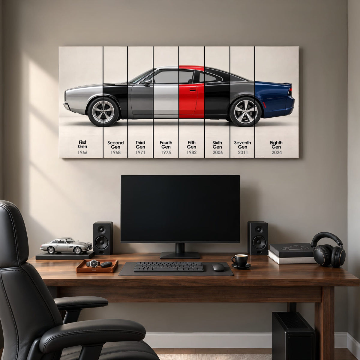 Dodge Charger Evolution Wall Art | Muscle Car Print | Caveson Cars