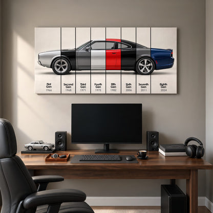 Dodge Charger Evolution Wall Art | Muscle Car Print | Caveson Cars
