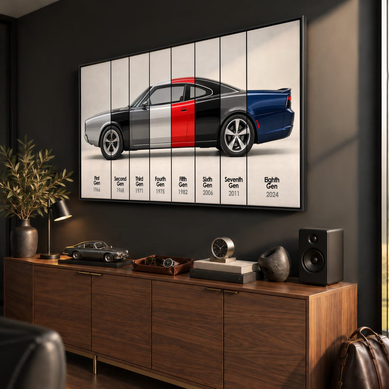 Dodge Charger Evolution Wall Art | Muscle Car Print | Caveson Cars