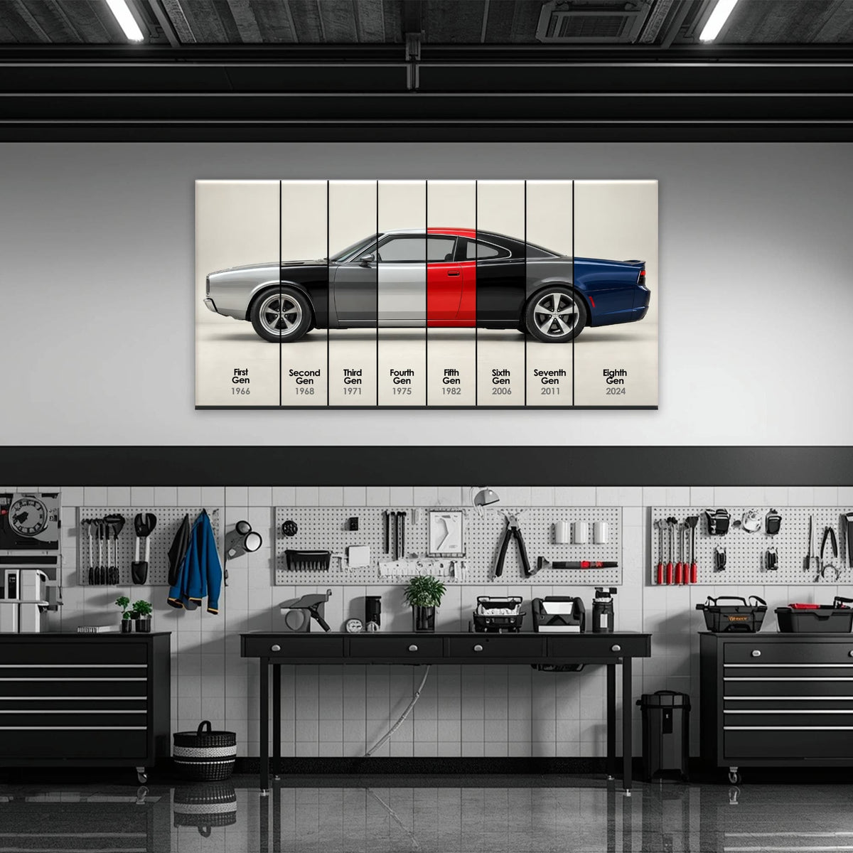 Dodge Charger Evolution Wall Art | Muscle Car Print | Caveson Cars