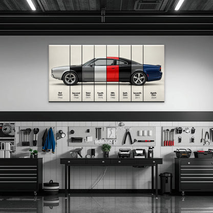 Dodge Charger Evolution Wall Art | Muscle Car Print | Caveson Cars