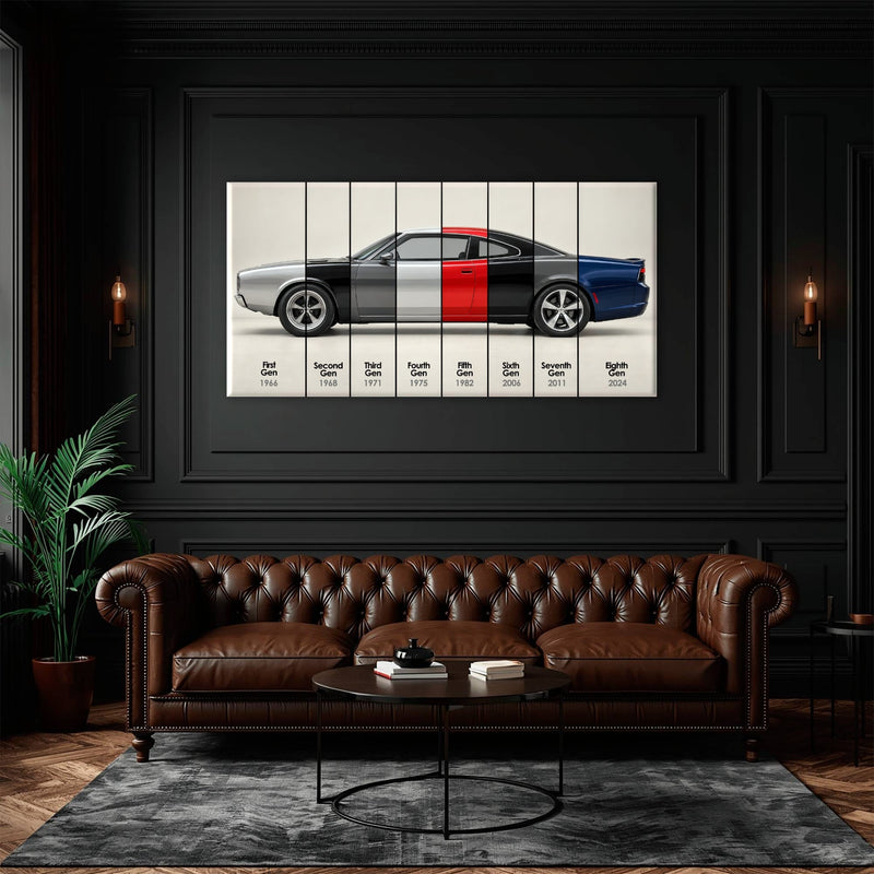Dodge Charger Evolution Wall Art | Muscle Car Print | Caveson Cars