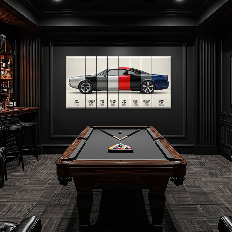 Dodge Charger Evolution Wall Art | Muscle Car Print | Caveson Cars